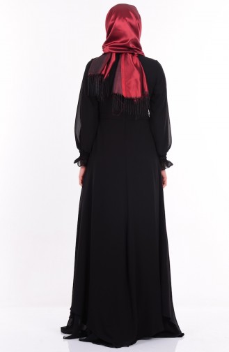 Pullu Şifon Elbise 2010-02 Siyah
