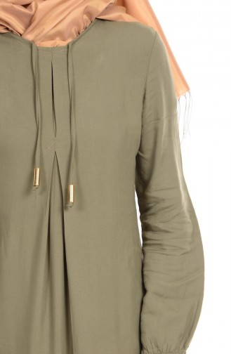 Light Khaki Green Hijab Dress 1134-17