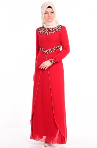 Weinrot Hijab-Abendkleider 4107-04