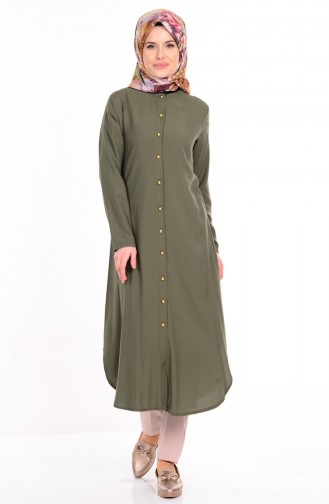 Buttoned Tunic 2034-03 Khaki Green 2034-03