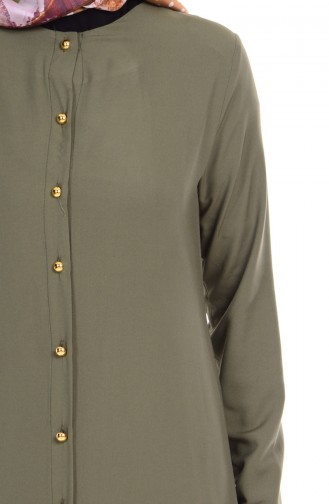 Buttoned Tunic 2034-03 Khaki Green 2034-03