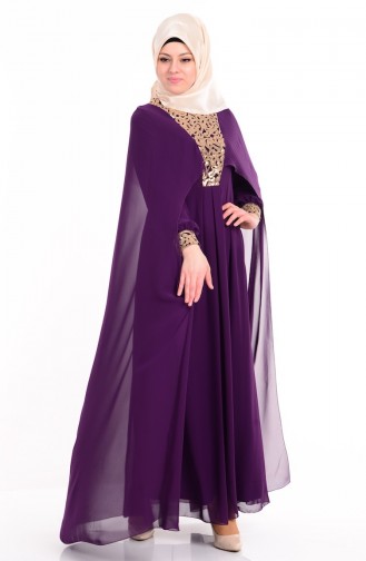Purple Hijab Evening Dress 52551-05