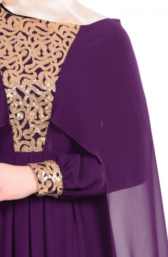 Purple Hijab Evening Dress 52551-05