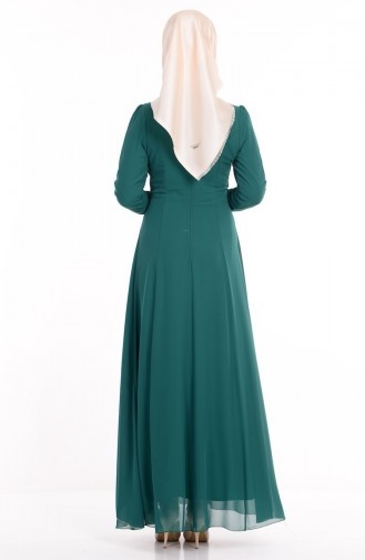 Emerald Green Hijab Evening Dress 4107-05