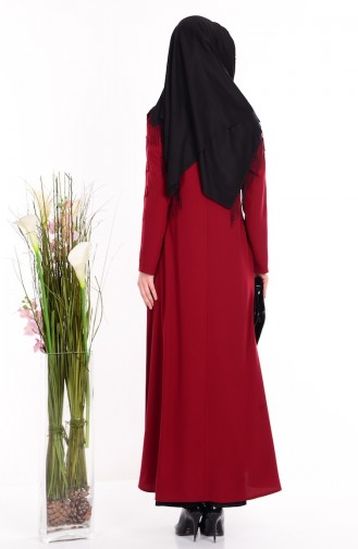 Bedrucktes Abaya 1502-01 Weinrot 1502-01