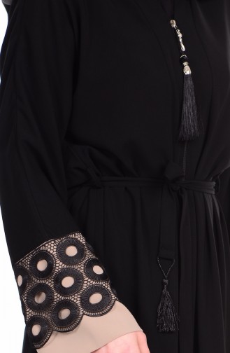 Abaya mit Reißverschluss 7712-02 Sichwarz Nerz 7712-02