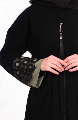 Abaya mit Reißverschluss 7712-04 Schwarz Khaki Grün 7712-04