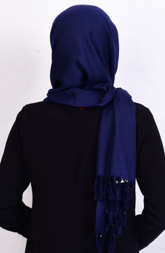 Bead detail shawl 3637-02 Navy Blue 02