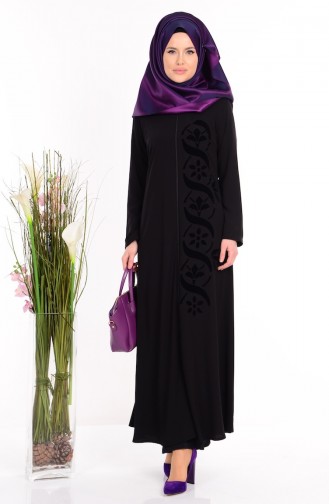 ABaya İmprimée 1503-04 Noir 1503-04