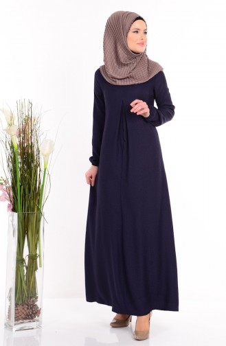 Navy Blue Hijab Dress 2728-04