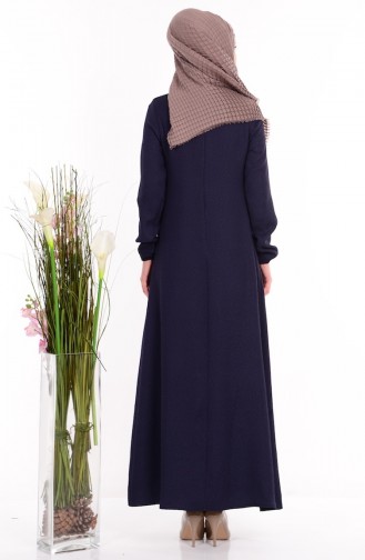 Navy Blue Hijab Dress 2728-04