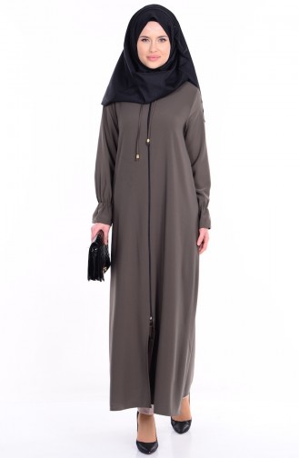 Abaya a Capuche 2101-09 Vert Khaki 2101-09