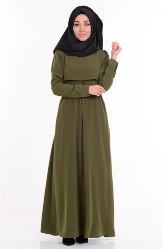 Khaki Hijab Kleider 1625-03