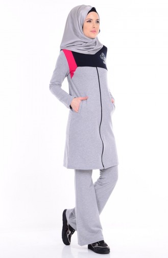 Stone Printed Tracksuit Suit 0353-04 Gray 0353-04