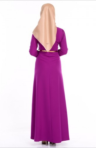 Plum Hijab Evening Dress 5011-02
