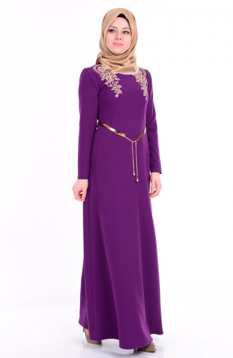 Purple Hijab Evening Dress 5011-04
