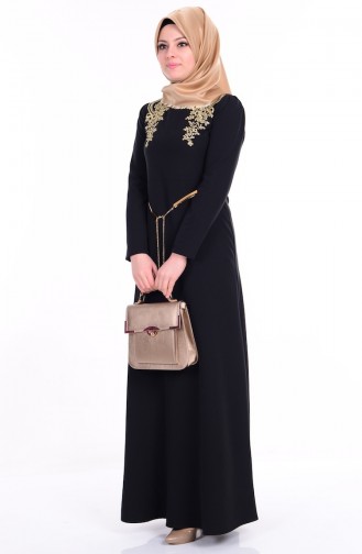 Black Hijab Evening Dress 5011-05