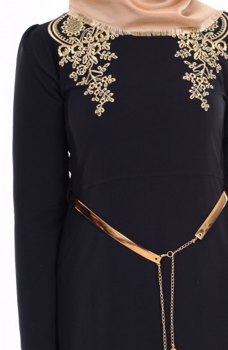 Black Hijab Evening Dress 5011-05