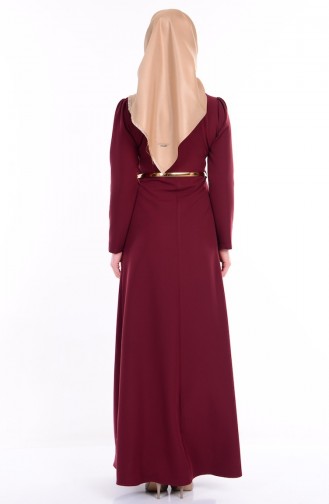 Claret Red Hijab Evening Dress 5011-07