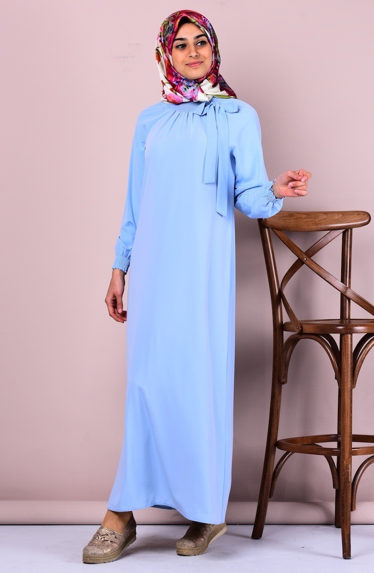 Baby Blue Hijab Dress 1376-03