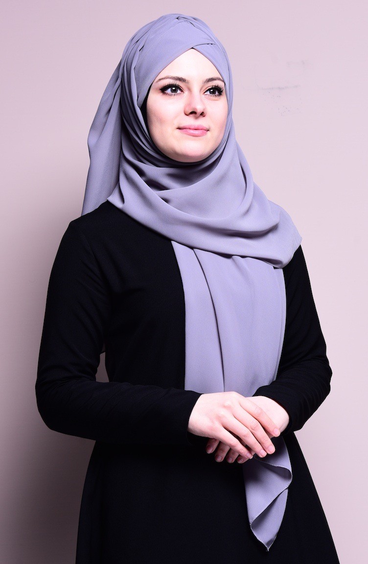 Boneli Çapraz Krep Şal-15 Gri