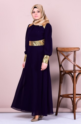 Purple Hijab Evening Dress 2428-15
