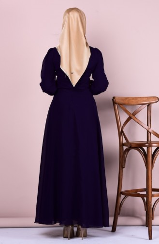 Purple Hijab Evening Dress 2428-15