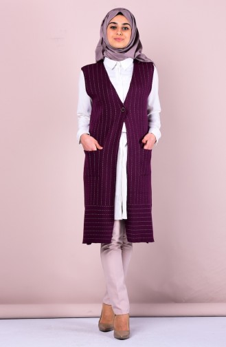 Pocket Knitwear Vest   3912-05 Mürdüm 3912-05
