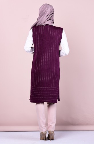 Pocket Knitwear Vest   3912-05 Mürdüm 3912-05