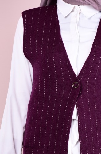 Pocket Knitwear Vest   3912-05 Mürdüm 3912-05