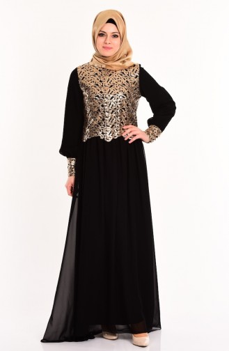 Schwarz Hijab-Abendkleider 52584-01