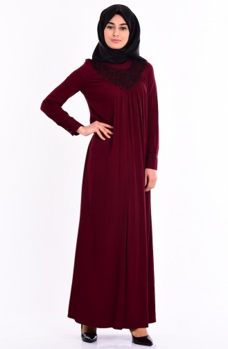 Weinrot Hijab Kleider 1153-03