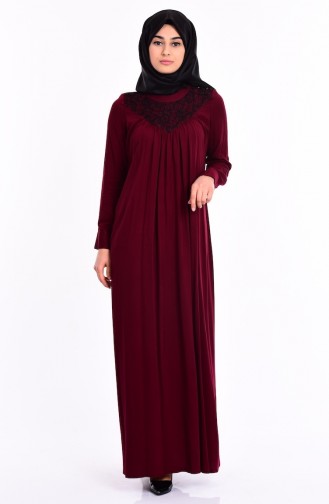 Weinrot Hijab Kleider 1153-03