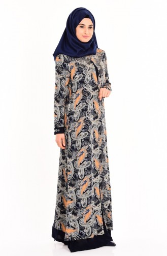 Navy Blue Hijab Dress 1176-02