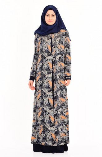 Navy Blue Hijab Dress 1176-02