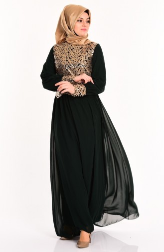 Green Hijab Evening Dress 52584-03