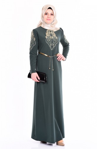 Smaragdgrün Hijab-Abendkleider 5014-07