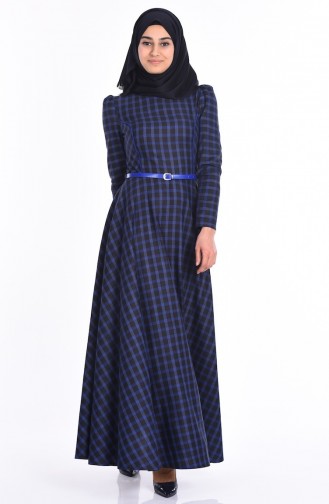 Saks-Blau Hijab Kleider 7078-02
