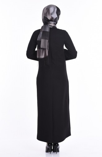 Boncuk İşlemeli Elbise 1337-02 Siyah