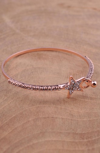 Zirkon Beyaz Taşlı Yıldız Kelepçe Bileklik BL10188 Rose