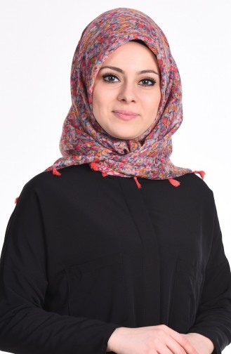 Çift Taraflı Püsküllü Eşarp 50115-10 Pembe