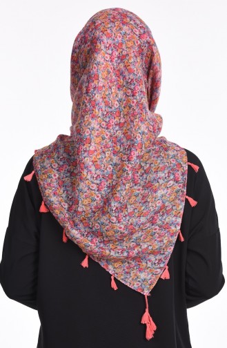 Çift Taraflı Püsküllü Eşarp 50115-10 Pembe