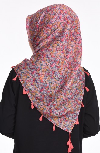 Çift Taraflı Püsküllü Eşarp 50115-10 Pembe