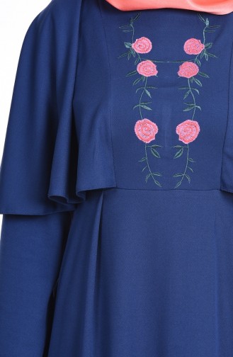 Embroidered Dress  2071-03 İndigo 2071-03