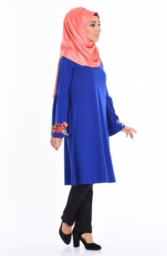 Nakışlı İspanyol Kol Tunik 1047-08 Saks