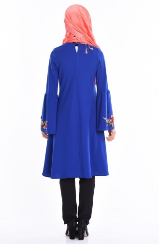 Nakışlı İspanyol Kol Tunik 1047-08 Saks