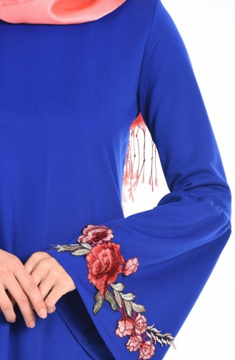 Nakışlı İspanyol Kol Tunik 1047-08 Saks