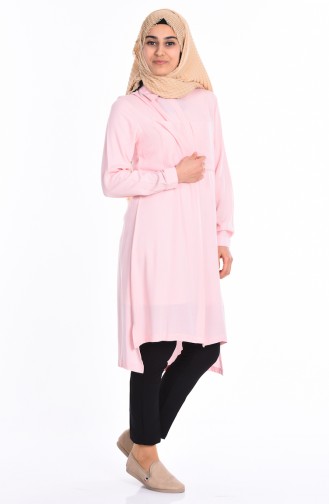 Hidden Button Pocketed Tunic 5047-01 Salmon 5047-01