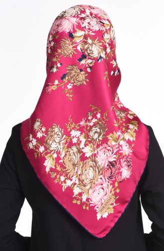 Echarpe Twill a Motifs Fleurs 50116-07 Fushia 07