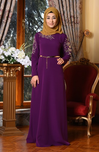 Purple İslamitische Avondjurk 5001-01
